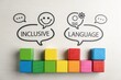 © isz - Concept of inclusive language illustrated with colorful building blocks