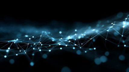 Wall Mural - Abstract blue digital background with light connections.