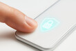 © ANNetz_PK - Finger touching smartphone lock shield cybersecurity digital fintech security access fingerprint authentication modern device