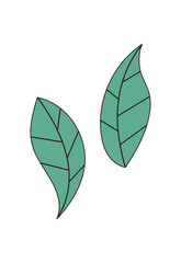 Wall Mural - Groovy abstract green plant shape modern style. Retro groovy element with y2k inspiration shows flat and nature motif. Cool modern element brings vintage shape and stylish green concept.