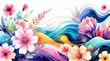 © SetCartoon - Watercolor floral landscape with flowing abstract elements