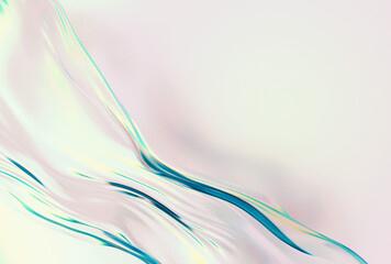 Wall Mural - 3D illustration in minimal fluid art style, featuring translucent blue and aqua waves on a soft white background, creating smooth, wavy shapes with elegant gradients and reflective light effects.