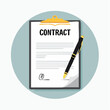 © 3okaad_Vectors - Illustration of a signed contract with a black pen resting on it, symbolizing agreement or commitment in business.