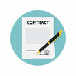 © 3okaad_Vectors - Illustration of a signed contract with a black pen resting on it, symbolizing agreement or commitment in business.