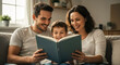 © dimas - Happy Family Portrait Father Mother Child at Home with Professional Lighting