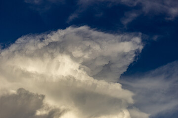 Wall Mural - Clouds in the blue sky before a thunderstorm. Toned.