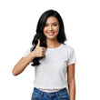 © Tawhidbd - Young asian woman wearing a white t shirt giving a thumbs up gesture isolated on transparent background