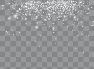 Wall Mural - Snow overlay on transparent background. Vector illustration of falling snowflakes isolated.
