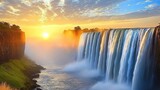 Majestic sunrise over Victoria Falls