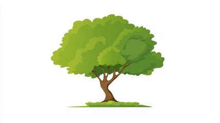 Green tree isolated on white background illustration with leaf and branch for nature and environment design