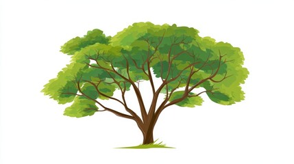 Illustration of a lush green tree with a brown trunk and branches, isolated on white.