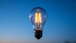 © li - Light bulb glowing against blue sky