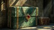 © Warna - Green chest adorned with gold and red gem