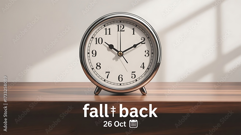 6 Oct Daylight Saving Time Ends Simple clean banner with clock going ...