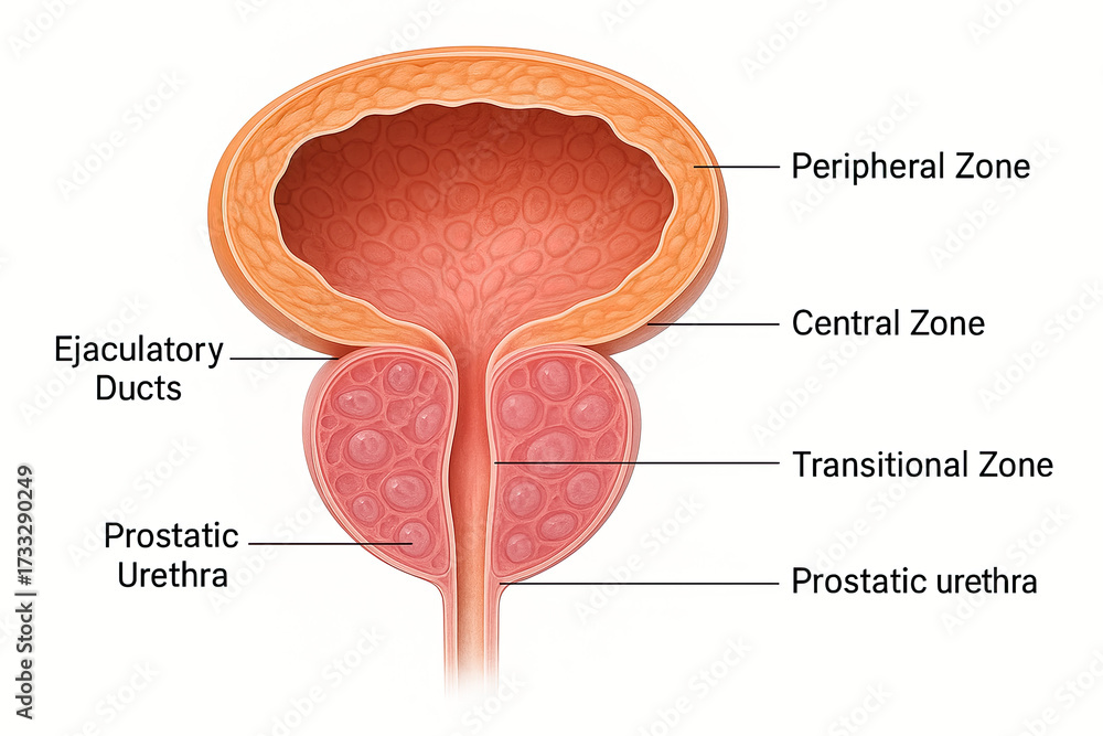 Anatomical Illustration of the Human Prostate Gland and Bladder Base ...
