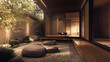 © Mahemud - Experience serene luxury with this tranquil Japanese zen garden and modern interior design, perfect for creating a peaceful and inviting atmosphere