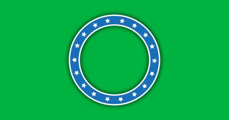 Wall Mural - Animation of white stars on blue circle on transparent background