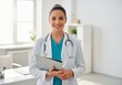 © Amith - Confident Female Doctor with Stethoscope in Modern Clinic – Healthcare and Medical Professional.