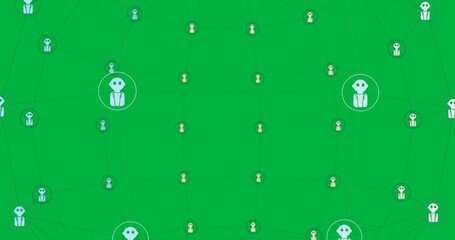 Wall Mural - Animation of ai icons, connections with data processing over transparent background