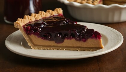 Wall Mural - slice of peanut butter and jelly pie on a plate