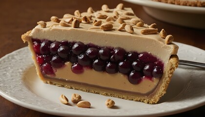 Wall Mural - slice of peanut butter and jelly pie on a plate