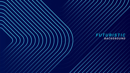 Wall Mural - Abstract futuristic technology concept background. Shiny geometric line pattern on a dark blue background. Suitable for posters, covers, banners, presentations, websites, and flyers.