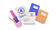© Aklima - 3D School Supplies: Ruler, Pencils, Pens, Books, and Papers on Transparent Background education isolated on a transparent background