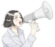 © maru - 拡声器を持って叫ぶ女性