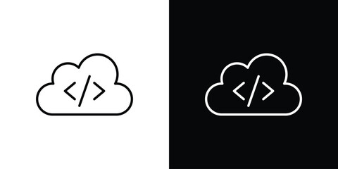 Cloud code icon. Thin linear vectors pack