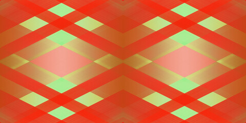 Abstract red green geometric grid pattern with intersecting diamond lines and layered transparent texture design
