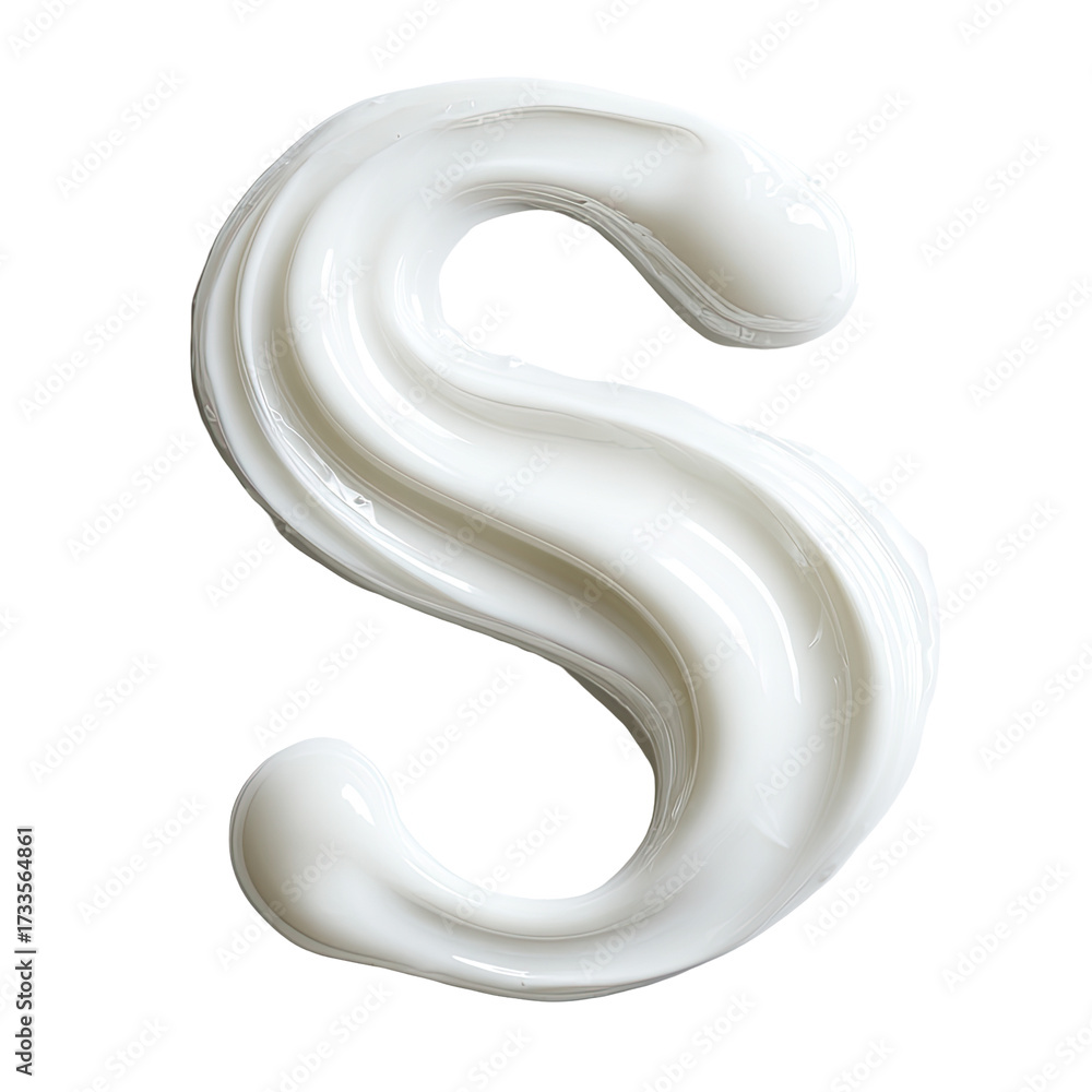 Creamy white letter S formed by a swirled substance Stock Photo | Adobe ...
