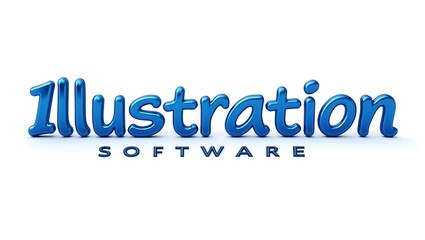 Dynamic 3D blue Illustration Software text on white background, modern design concept