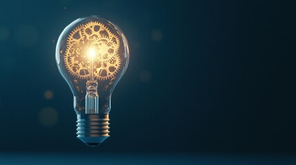 Wall Mural - lightbulb idea creative thinking A lightbulb with gears turning inside, symbolizing the process of thinking