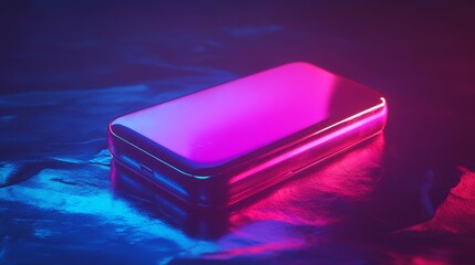 Wall Mural - A vibrant and modern smartphone showcases dazzling neon colors. This artistic display highlights sleek design features and innovative technology. Generative AI