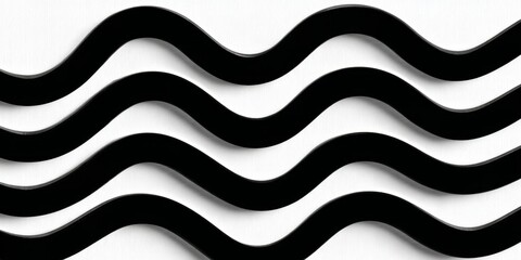 Wall Mural - Elegant Black and White Strips Graphic Minimalistic Pattern with Repeating Decorative Curved Strips