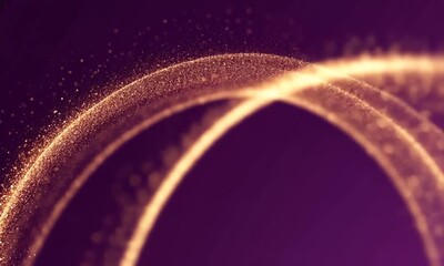 Wall Mural - Abstract Swirling Golden Particles and Light Trails on Purple Background image photo