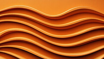 Canvas Print - Elegant Light Orange Wave Background Texture with Three-Dimensional Curvy Elements and Visual Depth