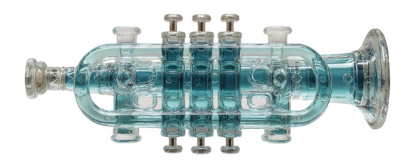 Wall Mural - Unique Transparent Glass Trumpet with Artistic Design and Blue Tint