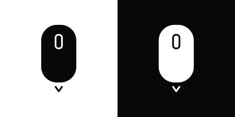 Scroll down computer mouse icon illustration element design. black glyph icons