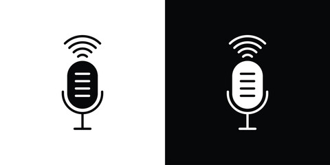 Podcast icon illustration element design. black glyph icons
