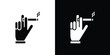 © Ranveer - Hand holding cigarette icon illustration element design. black glyph icons