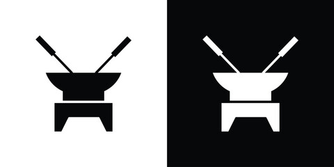 Fondue pot icon illustration element design. black glyph icons