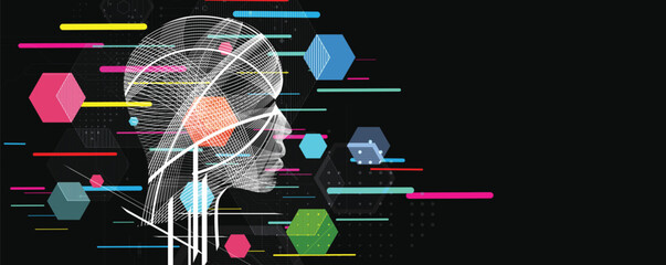 Abstract network and artificial intelligence background for business concept