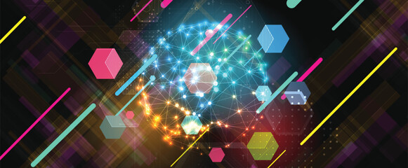 Abstract network and artificial intelligence background for business concept