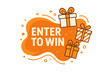 © Maple - Enter to win giveaway contest banner with gift boxes. Vector graphic design for social media promotion. Abstract liquid shape for marketing and business. Prize announcement.