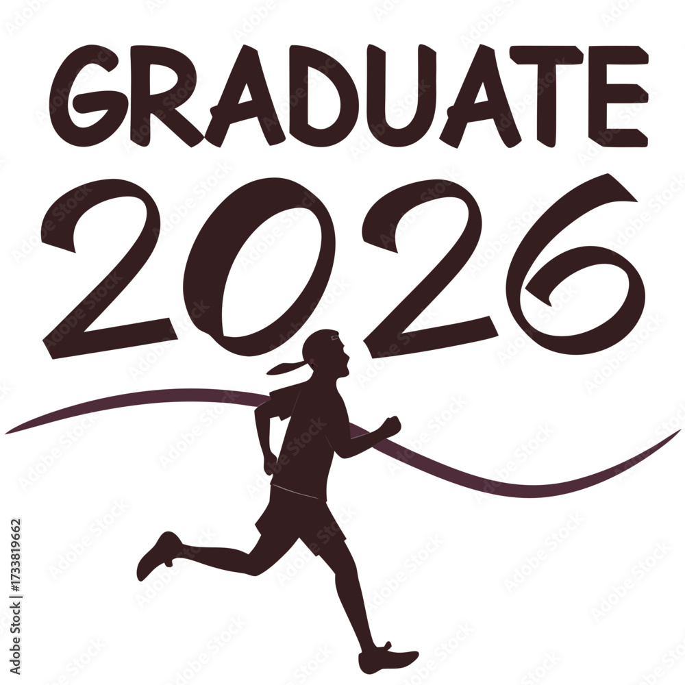 Graduated Finish Line Graduate 2026 silhouette running across finish line Stock Vector ...