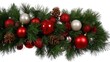 © kai - Christmas ornaments in red and silver, glossy and glittery, with pinecones on green pine branches, isolated