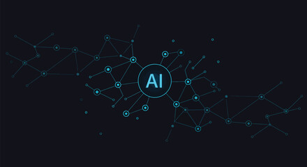 AI network connection illustration abstract technology background with connecting lines and dots vector design for presentations and websites on transparent background