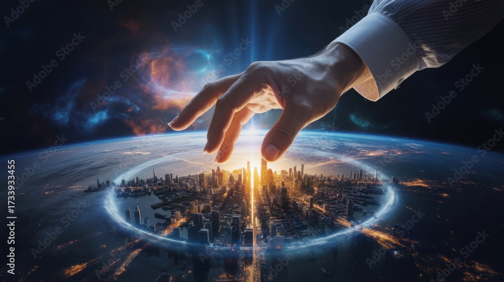 Hand over city controlling the world concept of power and global ...