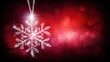 © Craft - Christmas snowflake ornament, sparkling, on red bokeh background, close up, copy space